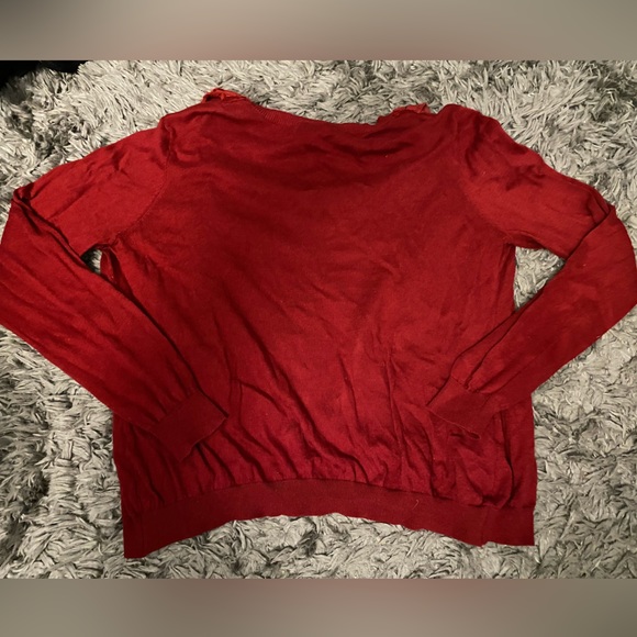 💋Red, Ruffled Bisou Bisou Cardigan - Picture 4 of 13